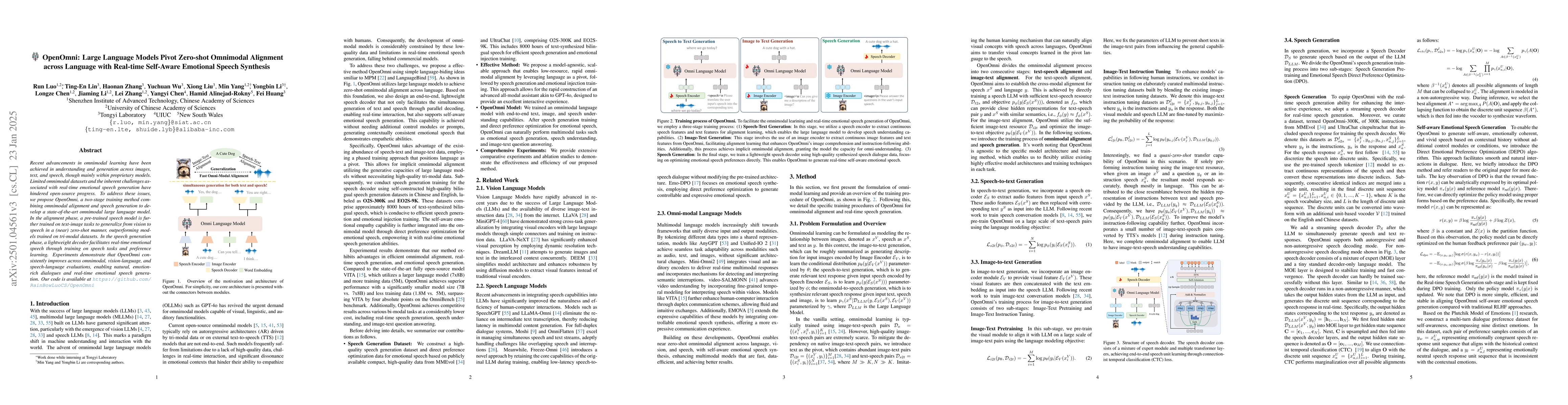 Thumbnail for OpenOmni: Large Language Models Pivot Zero-shot Omnimodal Alignment
  across Language with Real-time Self-Aware Emotional Speech Synthesis
