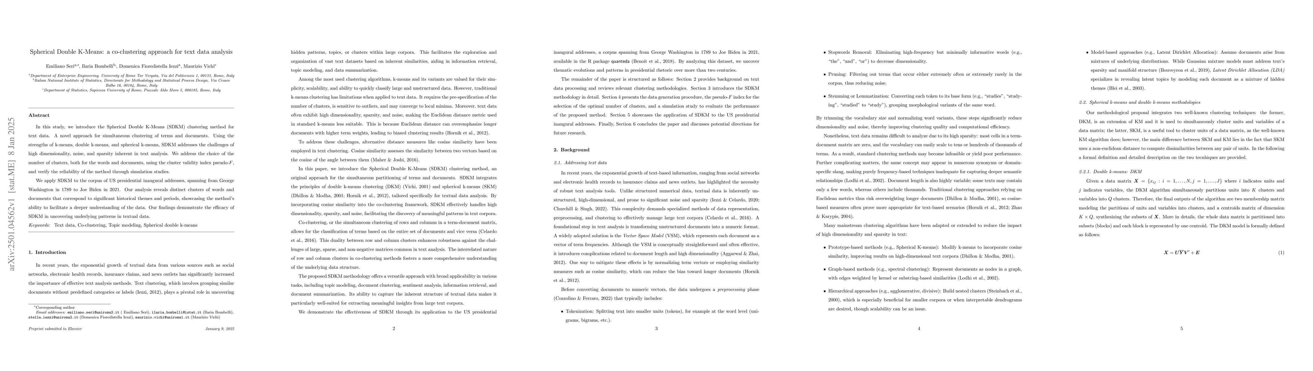 Thumbnail for Spherical Double K-Means: a co-clustering approach for text data
  analysis