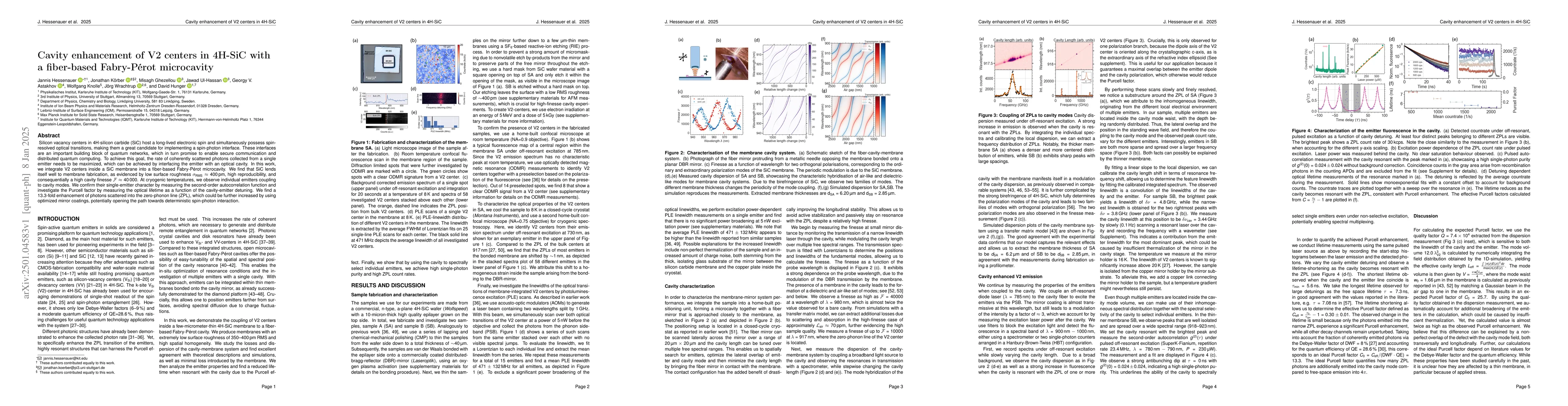 Thumbnail for Cavity enhancement of V2 centers in 4H-SiC with a fiber-based
  Fabry-Pérot microcavity