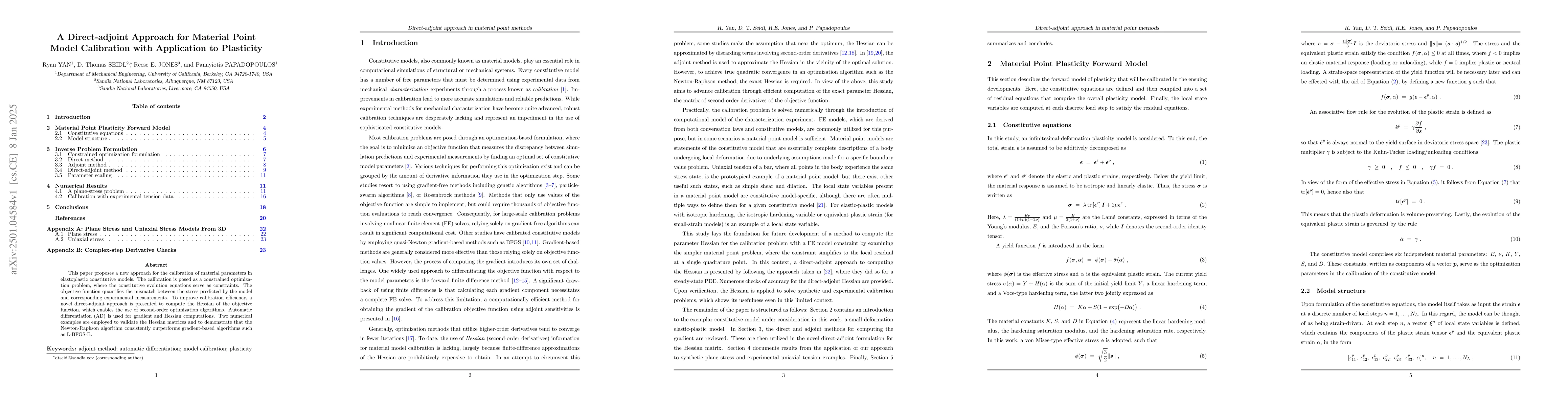 Thumbnail for A Direct-adjoint Approach for Material Point Model Calibration with
  Application to Plasticity