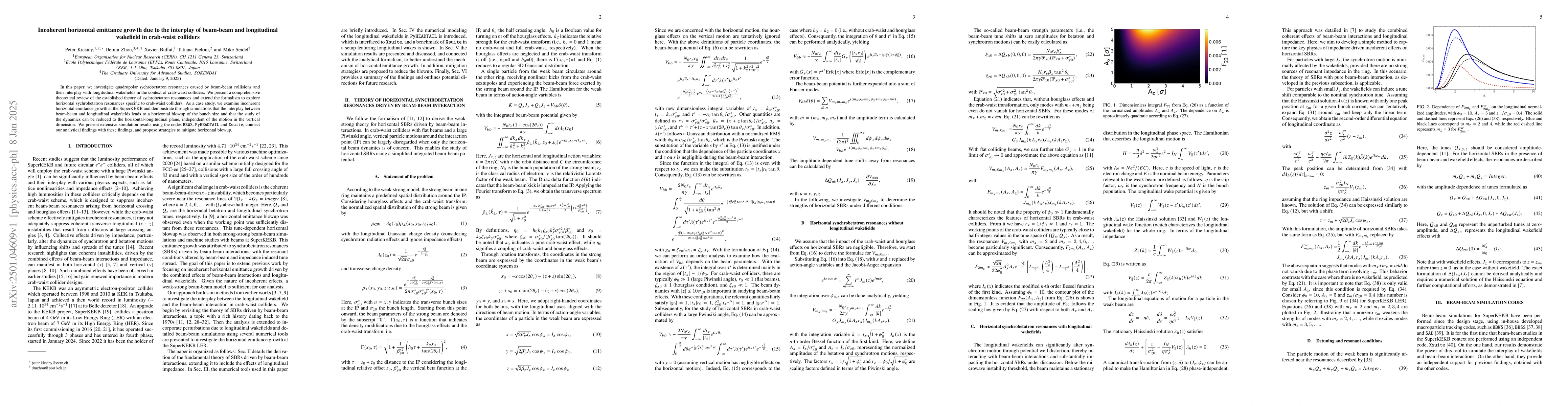 Thumbnail for Incoherent horizontal emittance growth due to the interplay of beam-beam
  and longitudinal wakefield in crab-waist colliders