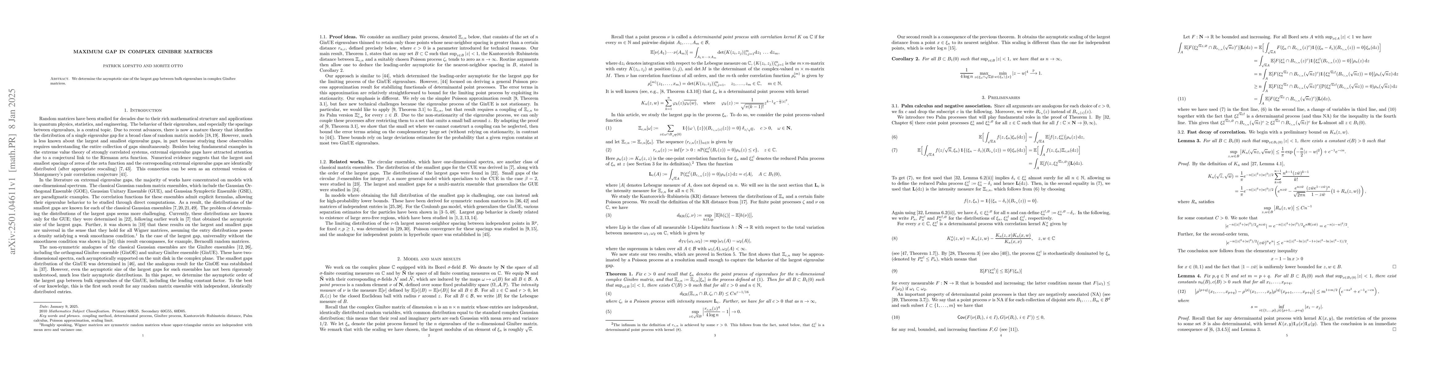 Thumbnail for Maximum gap in complex Ginibre matrices