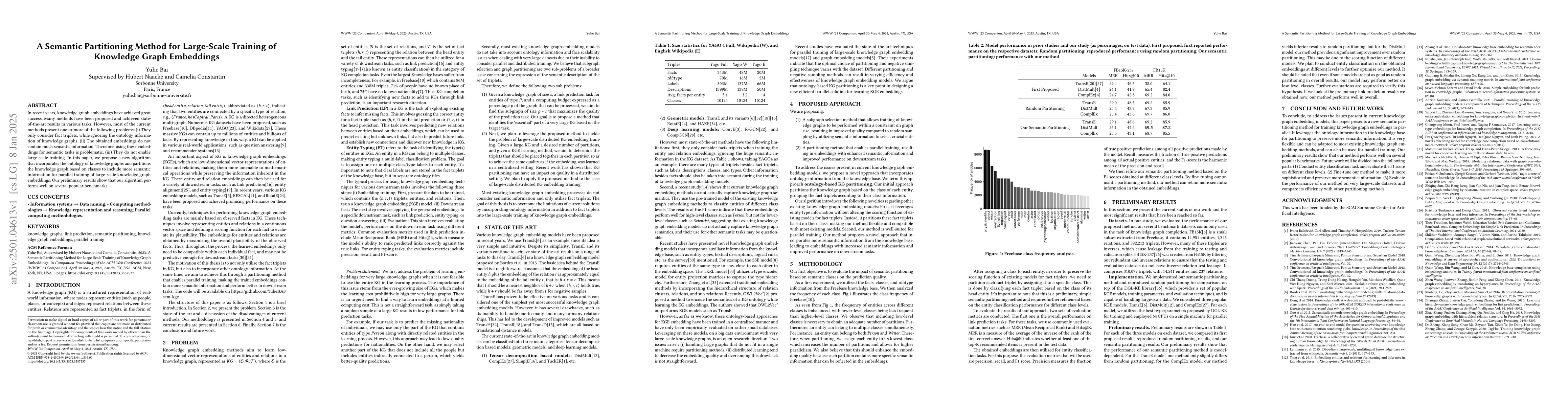 Thumbnail for A Semantic Partitioning Method for Large-Scale Training of Knowledge
  Graph Embeddings