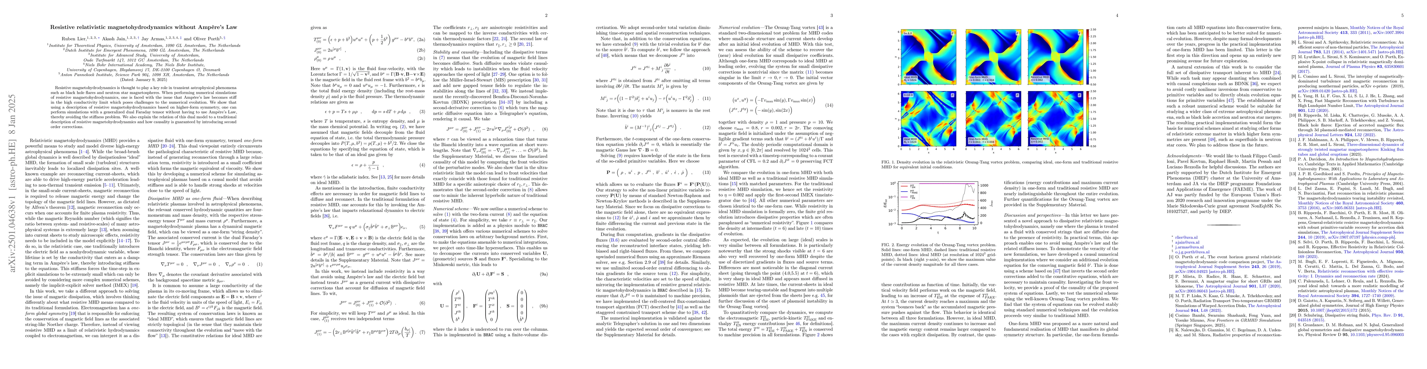 Thumbnail for Resistive relativistic magnetohydrodynamics without Amperes Law