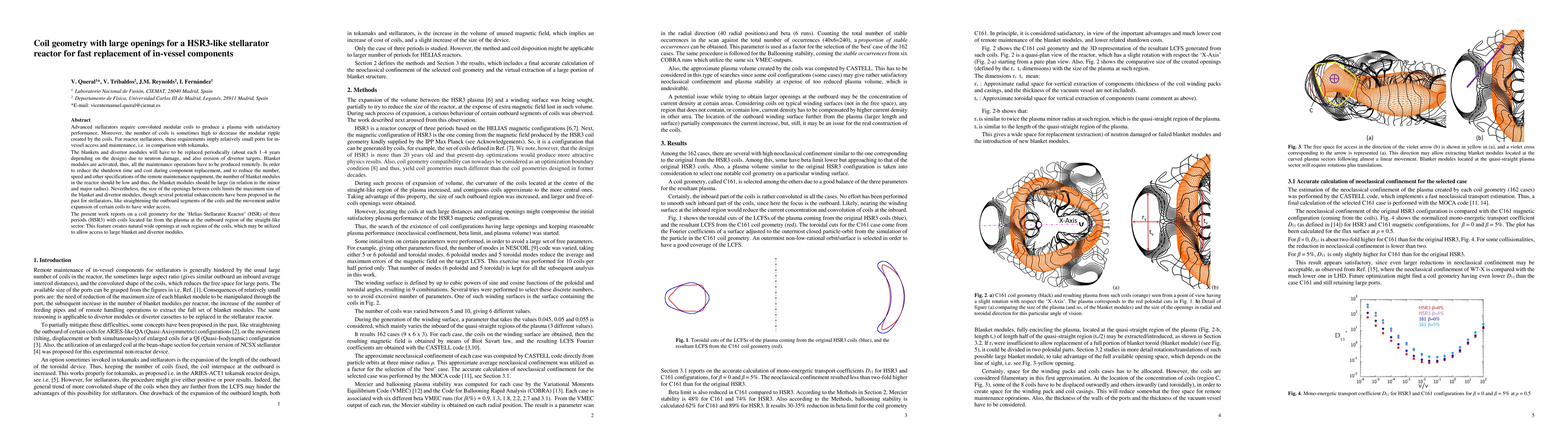 Thumbnail for Coil geometry with large openings for a HSR3-like stellarator reactor
  for fast replacement of in-vessel components