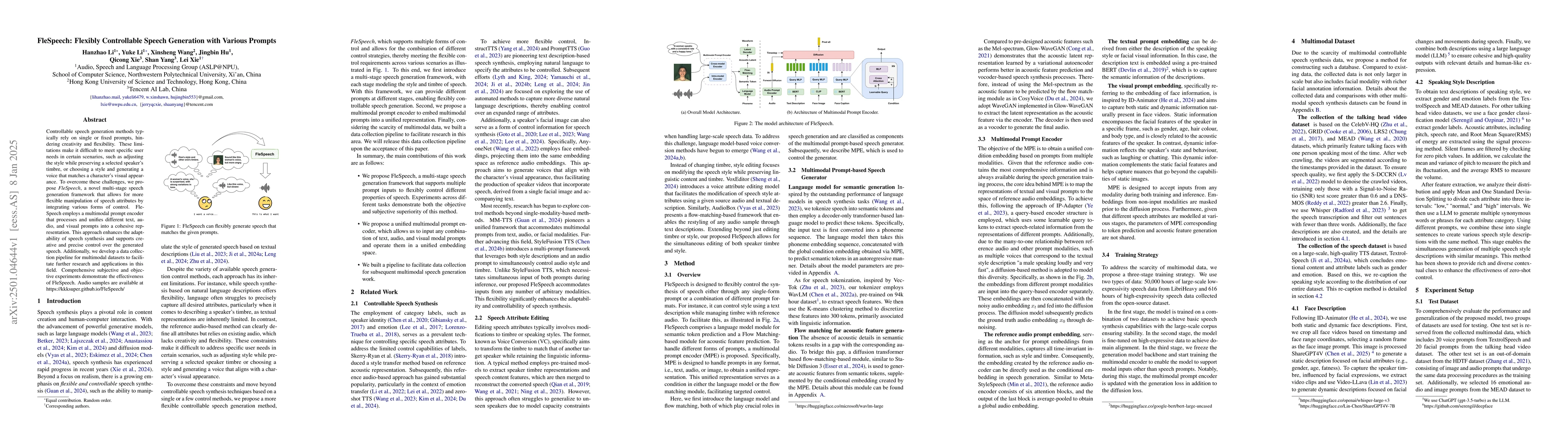 Thumbnail for FleSpeech: Flexibly Controllable Speech Generation with Various Prompts