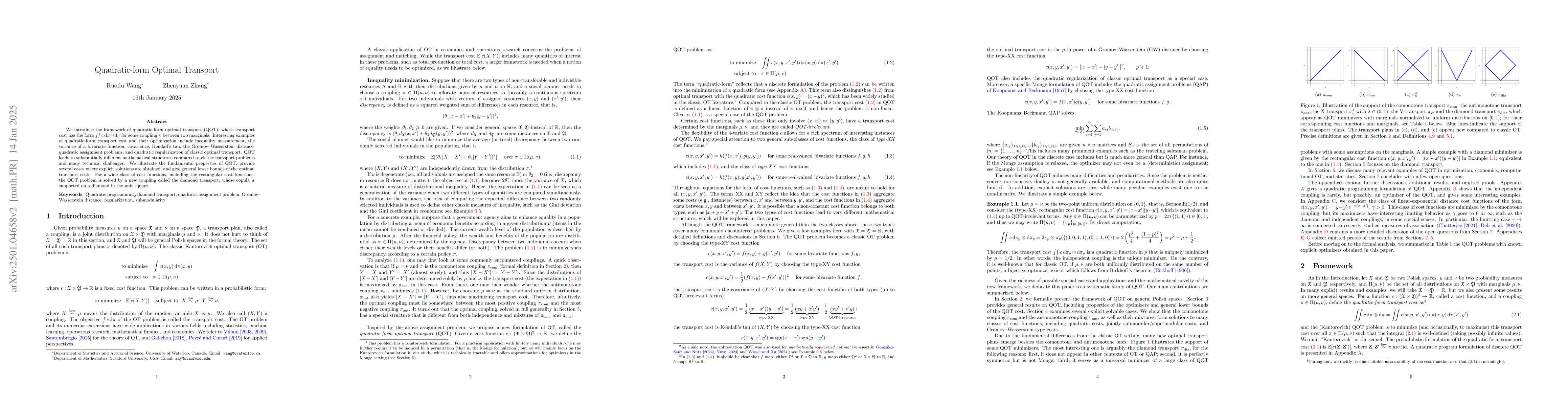 Thumbnail for Quadratic-form Optimal Transport