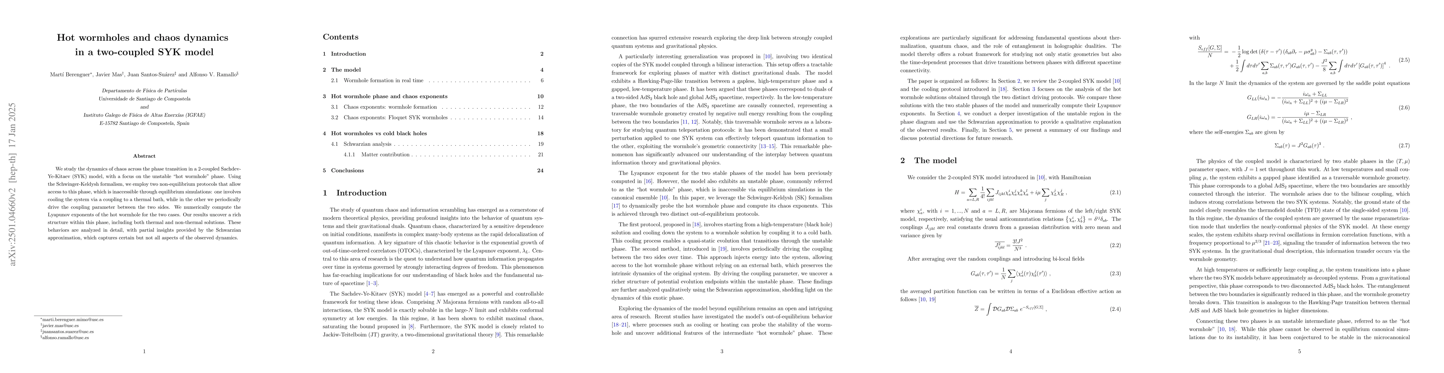 Thumbnail for Hot wormholes and chaos dynamics in a two-coupled SYK model
