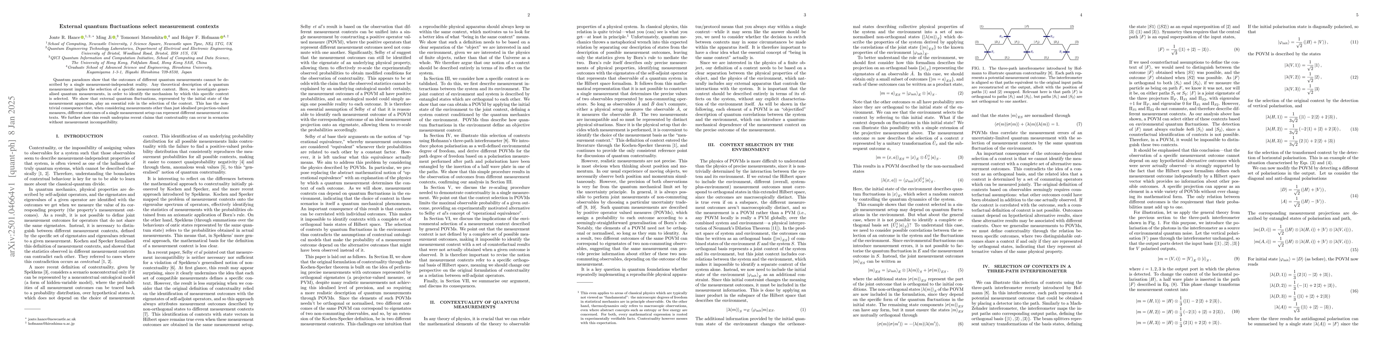 Thumbnail for External quantum fluctuations select measurement contexts