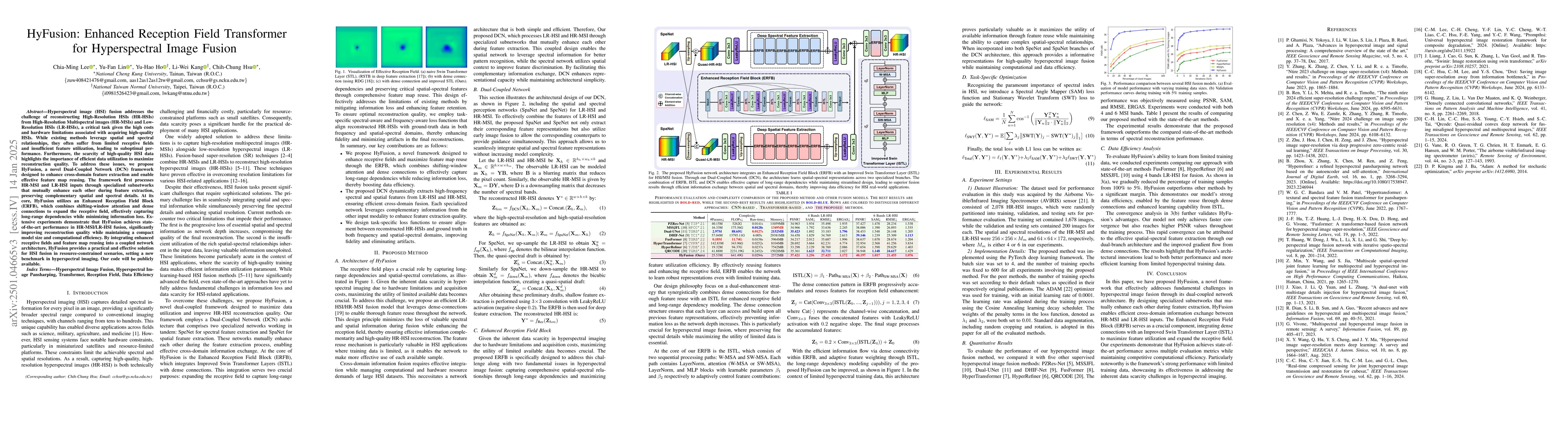 Thumbnail for HyFusion: Enhanced Reception Field Transformer for Hyperspectral Image
  Fusion