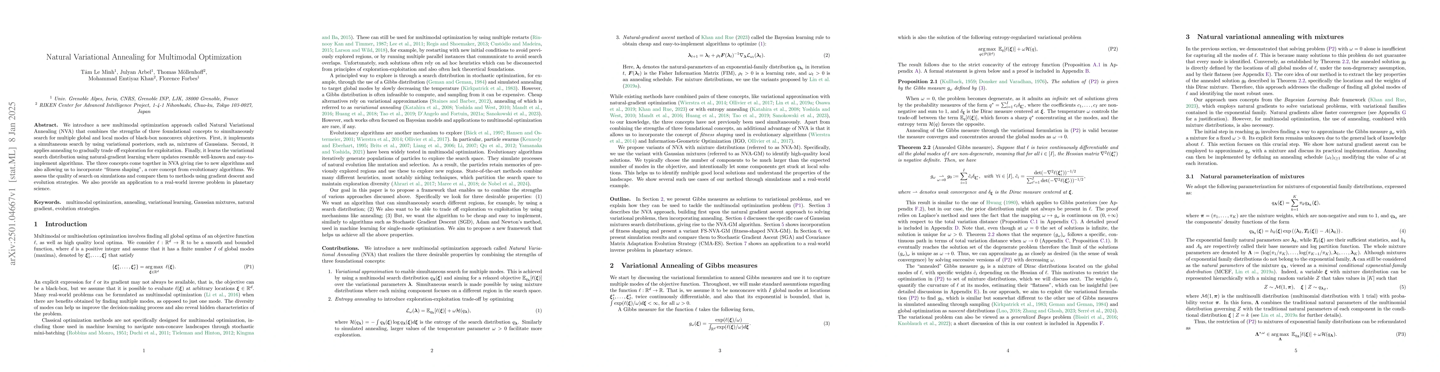 Thumbnail for Natural Variational Annealing for Multimodal Optimization
