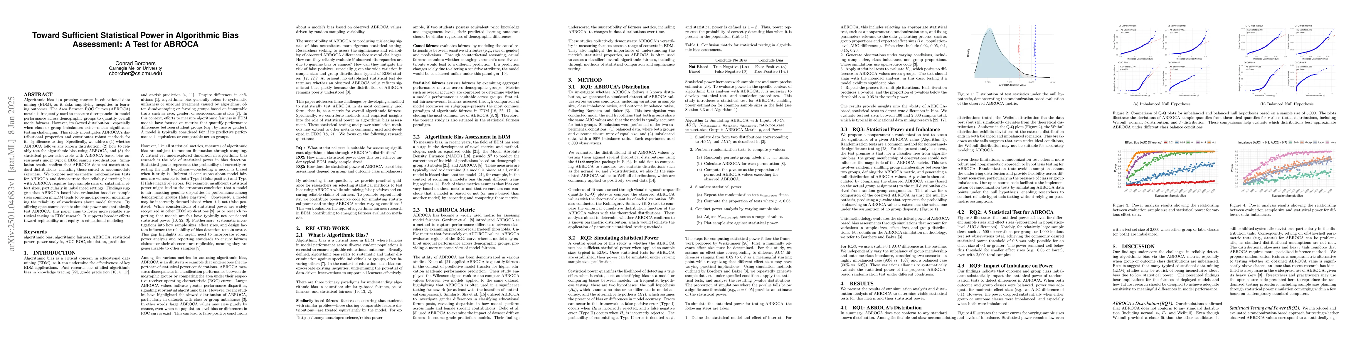 Thumbnail for Toward Sufficient Statistical Power in Algorithmic Bias Assessment: A
  Test for ABROCA