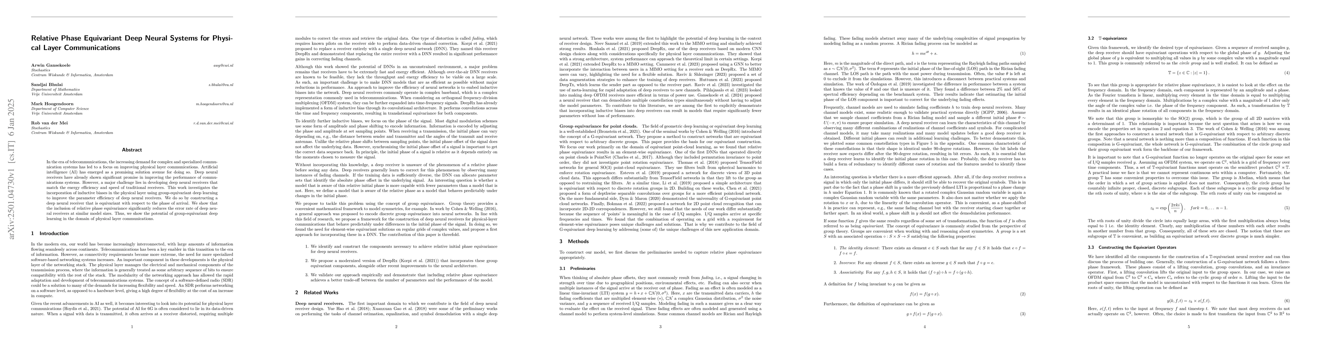 Thumbnail for Relative Phase Equivariant Deep Neural Systems for Physical Layer
  Communications
