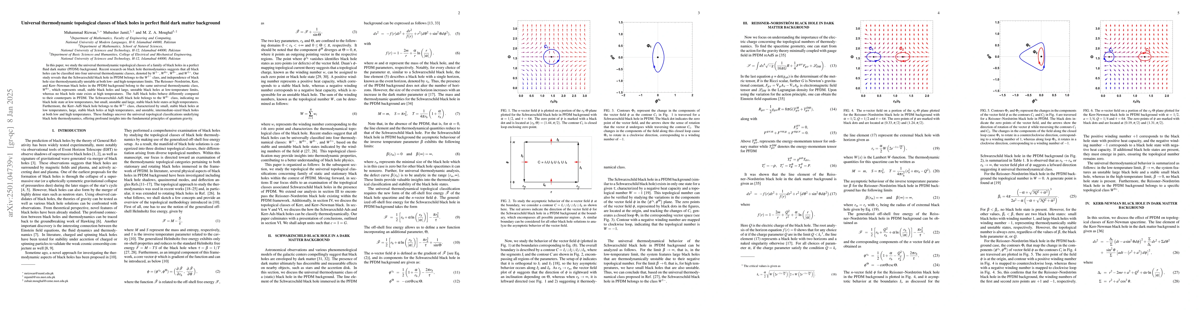 Thumbnail for Universal thermodynamic topological classes of black holes in perfect
  fluid dark matter background