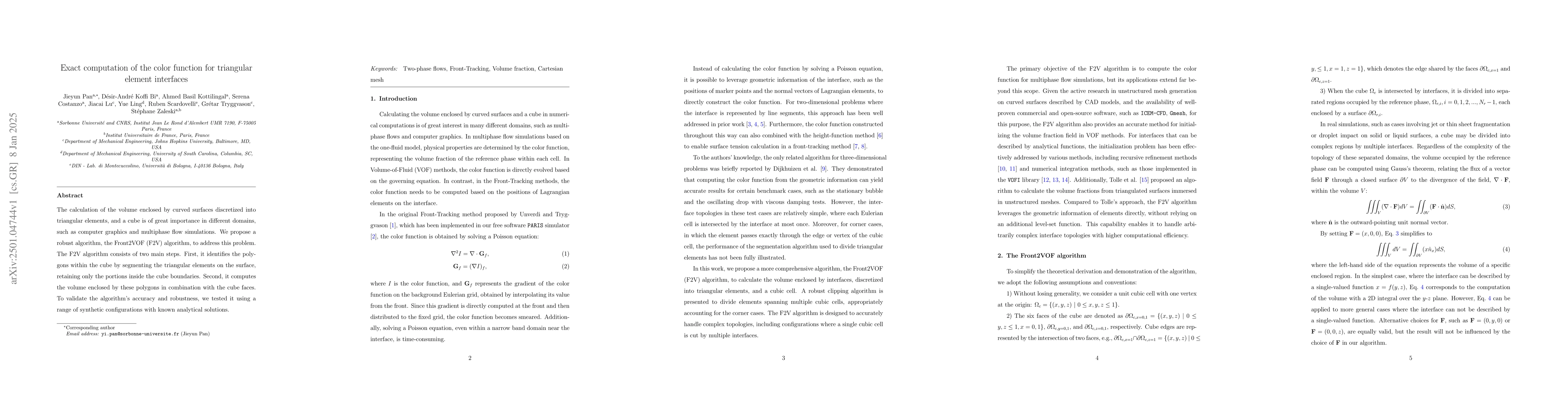 Thumbnail for Exact computation of the color function for triangular element
  interfaces