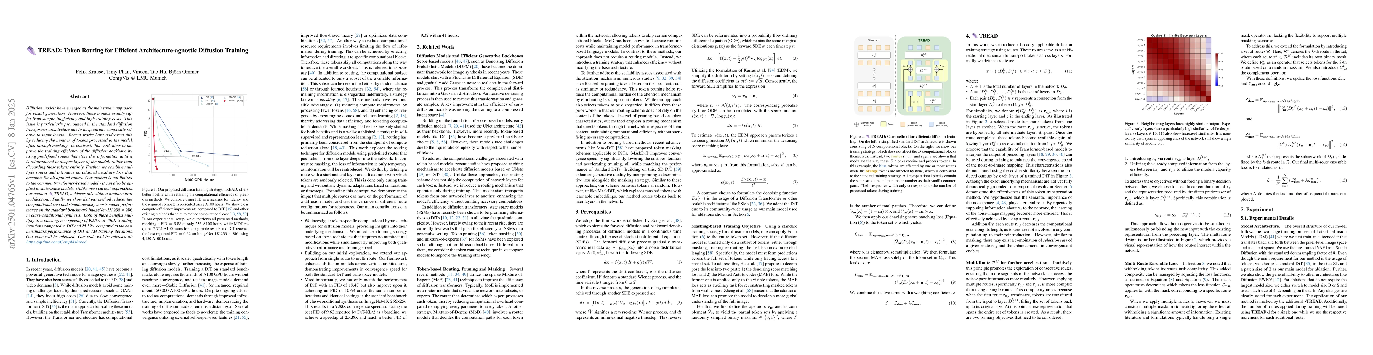 Thumbnail for TREAD: Token Routing for Efficient Architecture-agnostic Diffusion
  Training