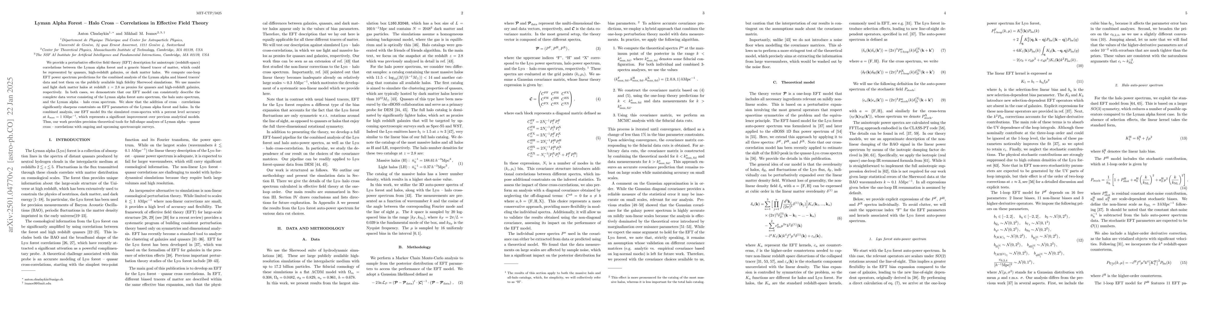 Thumbnail for Lyman Alpha Forest - Halo Cross-Correlations in Effective Field Theory