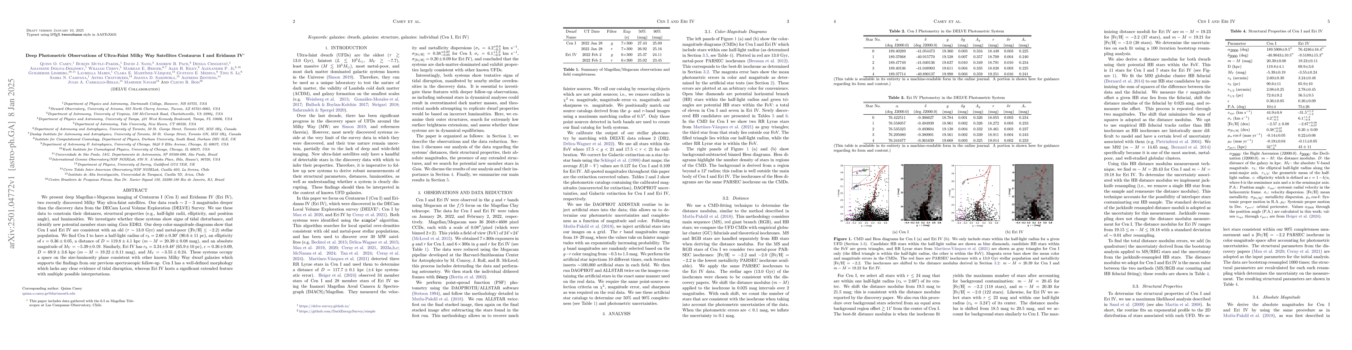 Thumbnail for Deep Photometric Observations of Ultra-Faint Milky Way Satellites
  Centaurus I and Eridanus IV