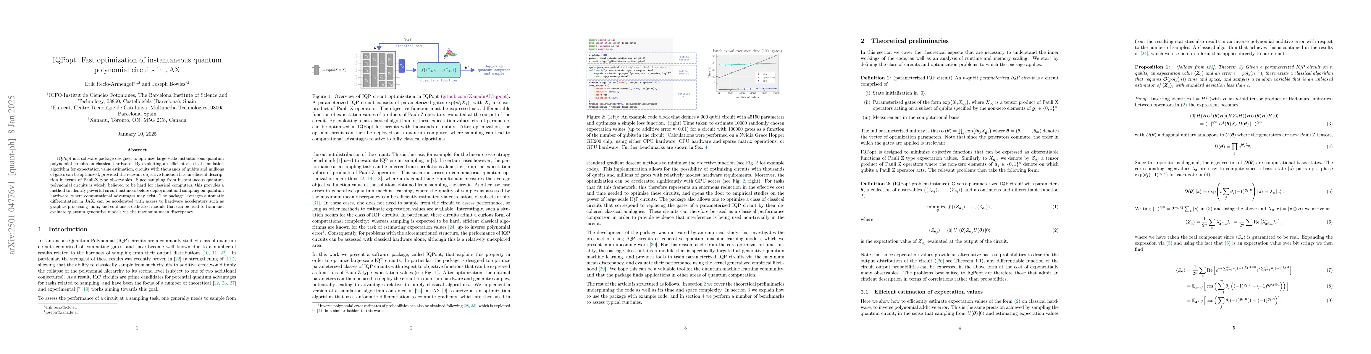 Thumbnail for IQPopt: Fast optimization of instantaneous quantum polynomial circuits
  in JAX