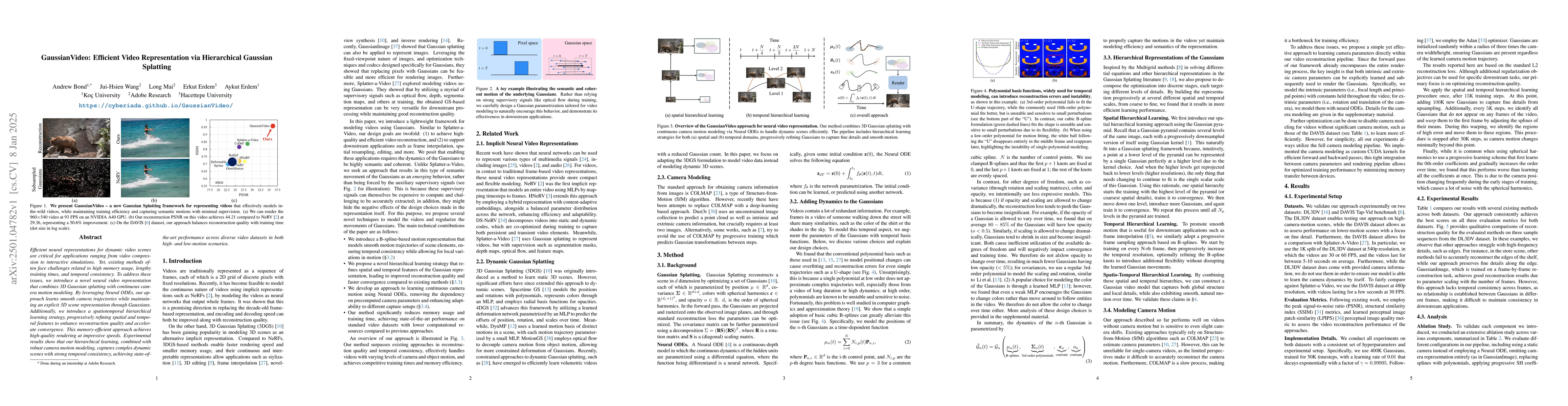 Thumbnail for GaussianVideo: Efficient Video Representation via Hierarchical Gaussian
  Splatting