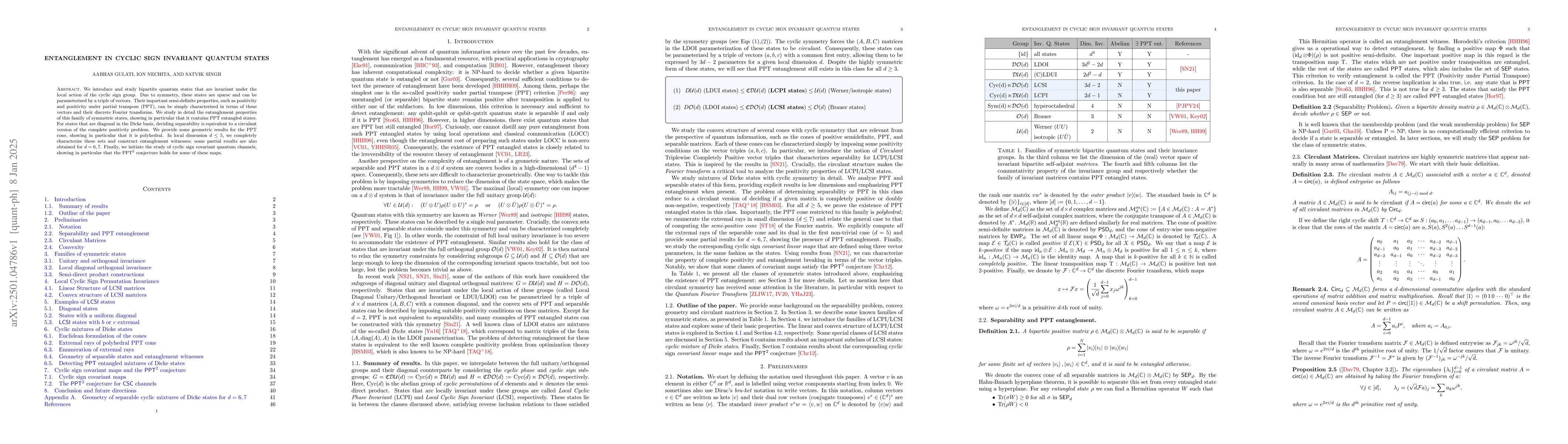 Thumbnail for Entanglement in cyclic sign invariant quantum states