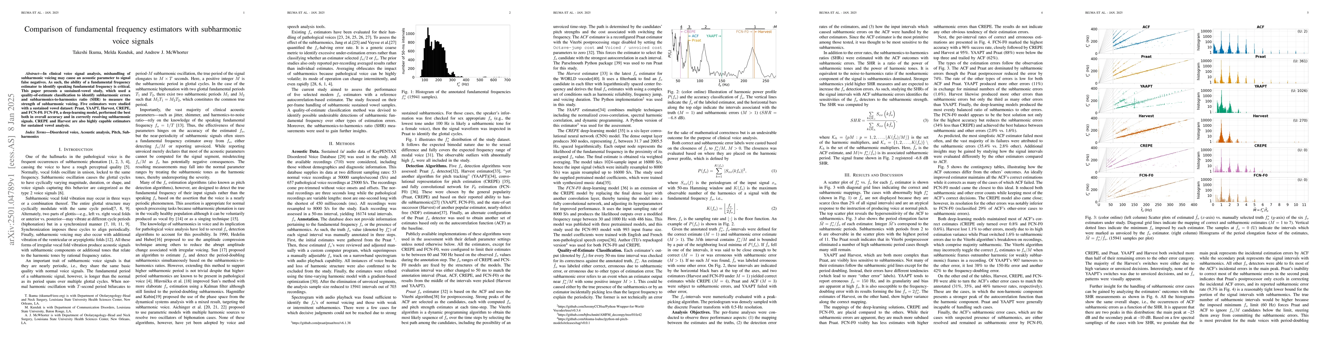 Thumbnail for Comparison of fundamental frequency estimators with subharmonic voice
  signals