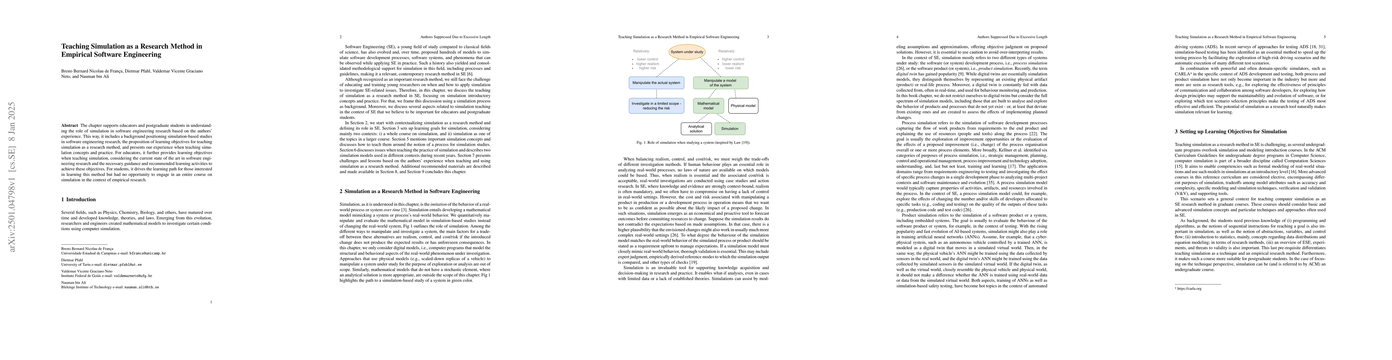 Thumbnail for Teaching Simulation as a Research Method in Empirical Software
  Engineering