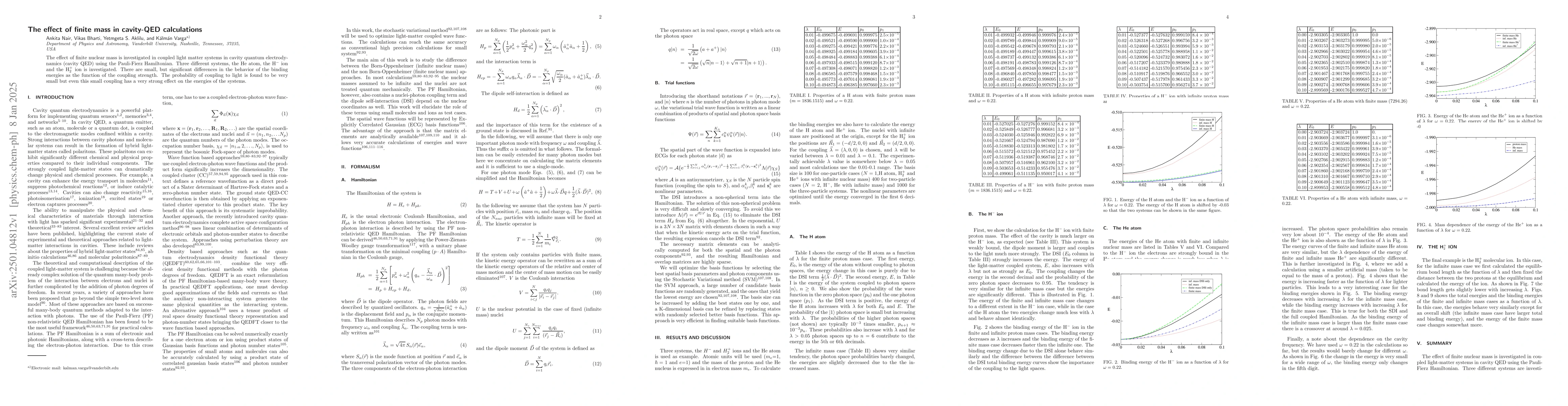Thumbnail for The effect of finite mass in cavity QED calculations