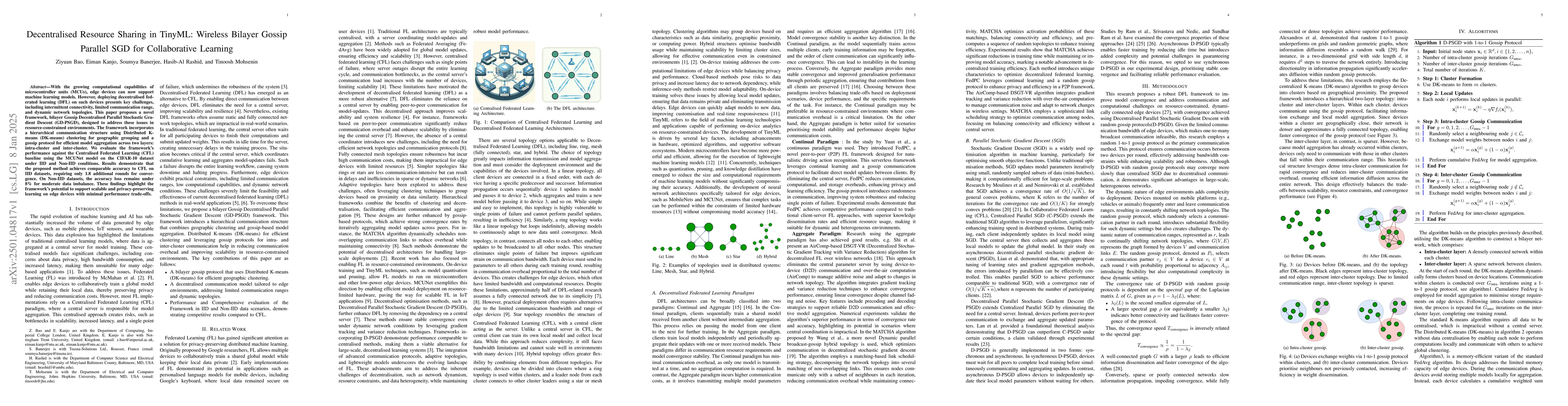 Thumbnail for Decentralised Resource Sharing in TinyML: Wireless Bilayer Gossip
  Parallel SGD for Collaborative Learning