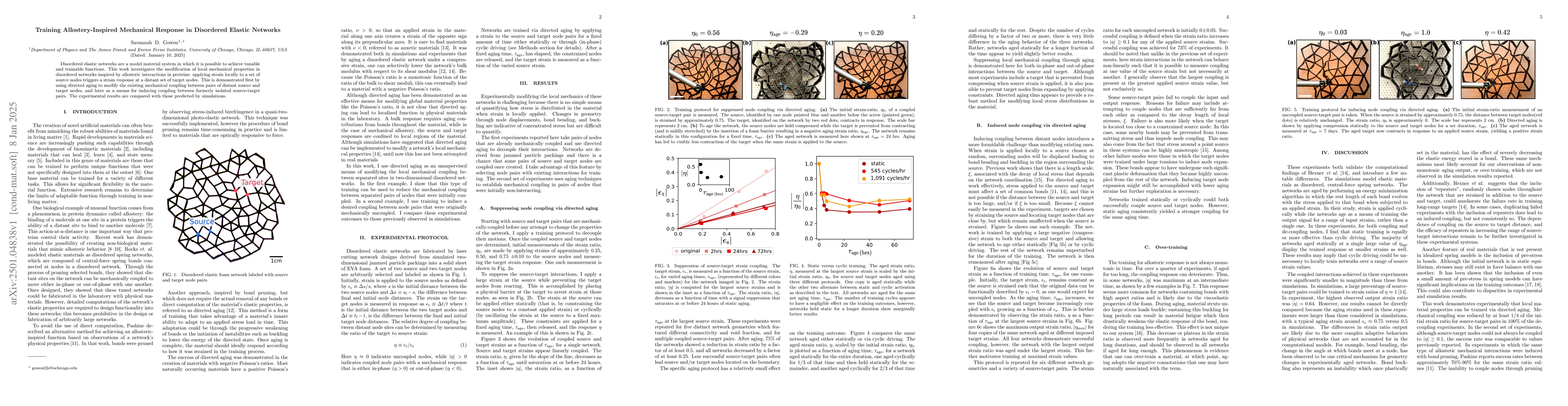 Thumbnail for Training Allostery-Inspired Mechanical Response in Disordered Elastic
  Networks