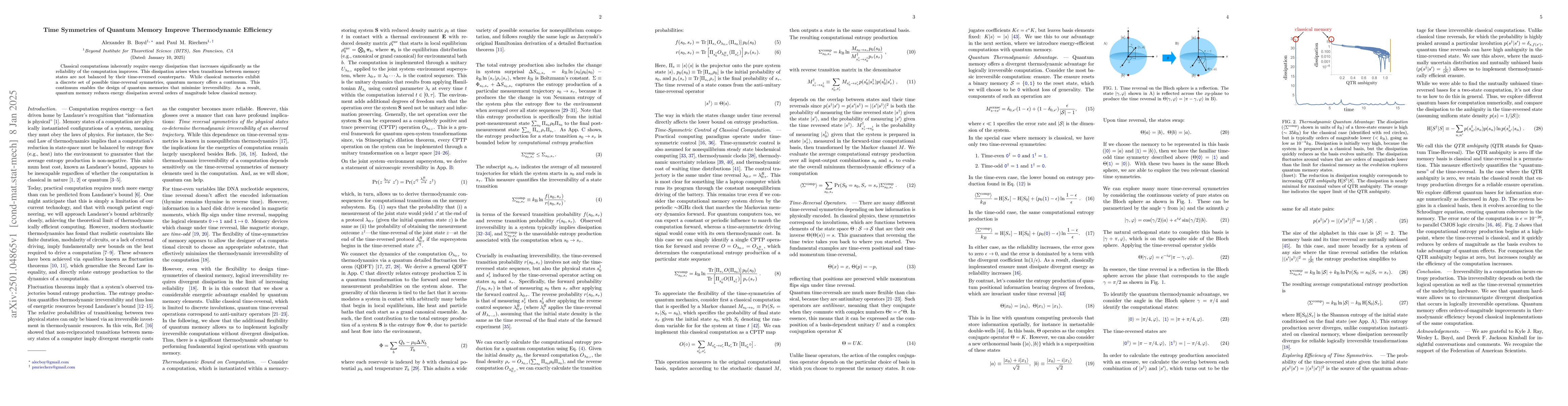 Thumbnail for Time Symmetries of Quantum Memory Improve Thermodynamic Efficiency