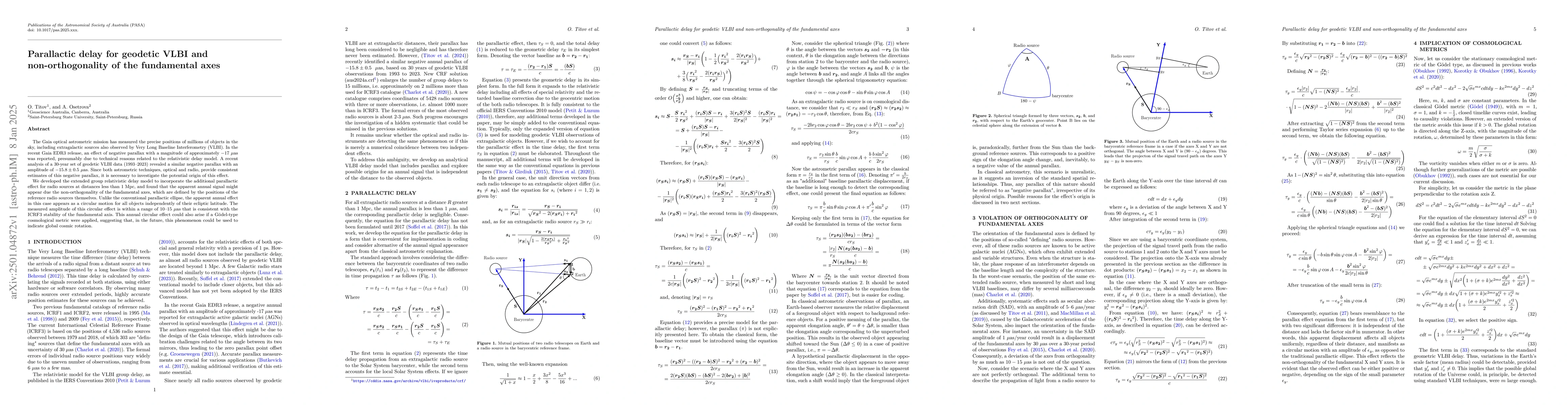Thumbnail for Parallactic delay for geodetic VLBI and non-orthogonality of the
  fundamental axes