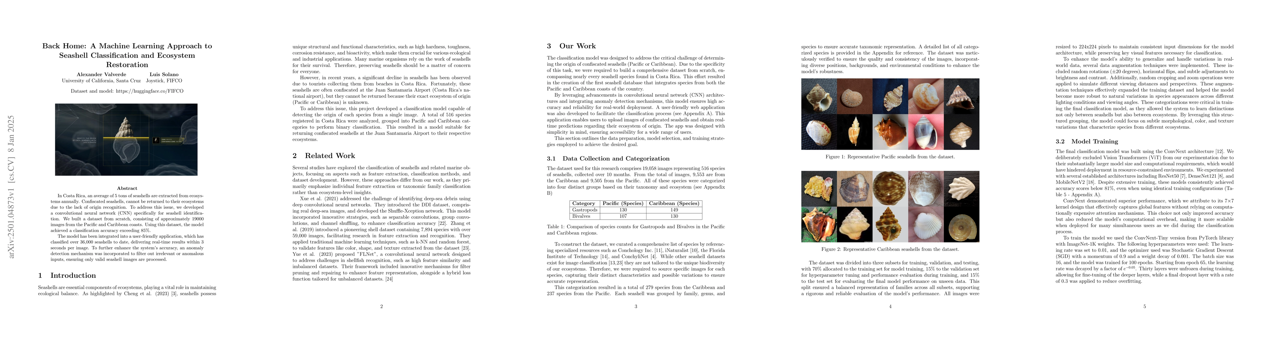 Thumbnail for Back Home: A Machine Learning Approach to Seashell Classification and
  Ecosystem Restoration