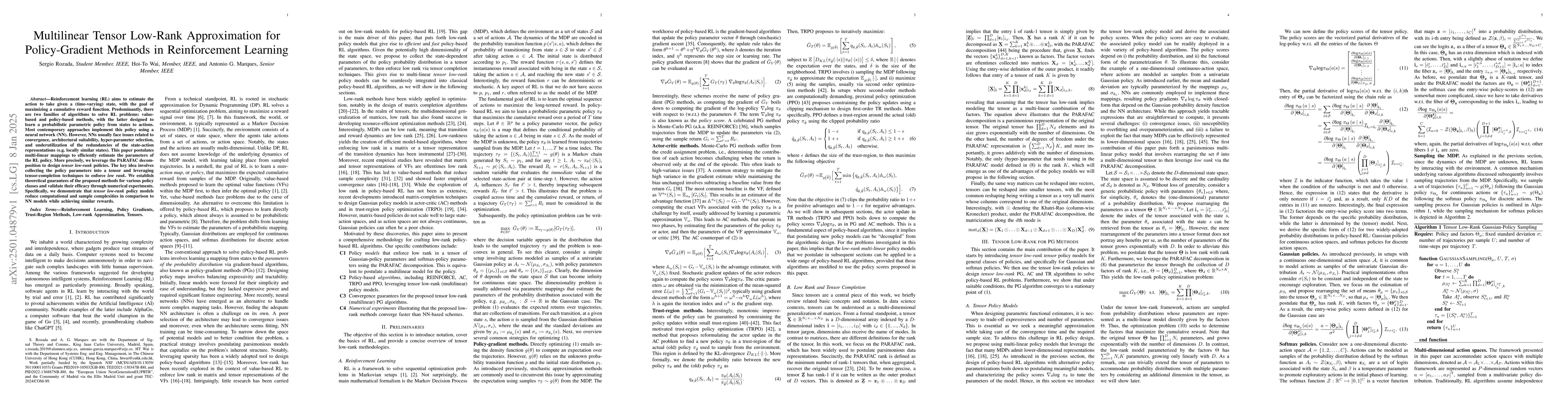 Thumbnail for Multilinear Tensor Low-Rank Approximation for Policy-Gradient Methods in
  Reinforcement Learning