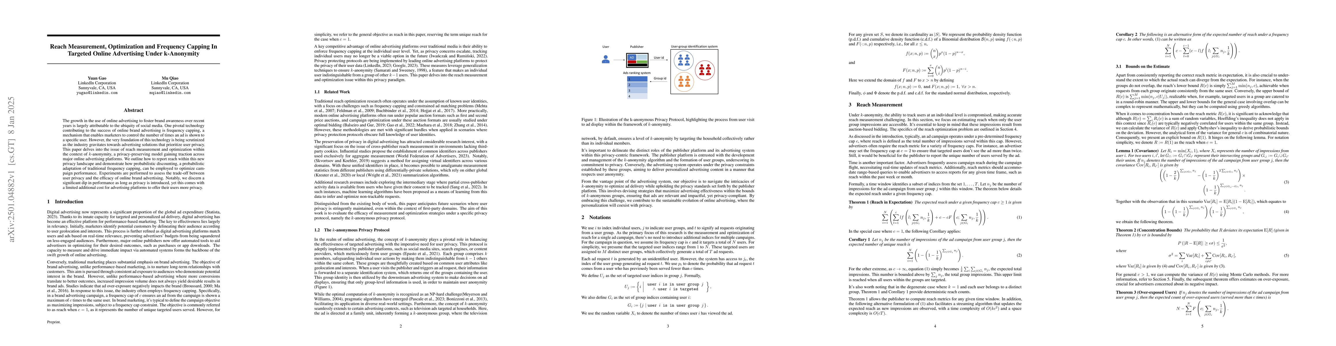 Thumbnail for Reach Measurement, Optimization and Frequency Capping In Targeted Online
  Advertising Under k-Anonymity