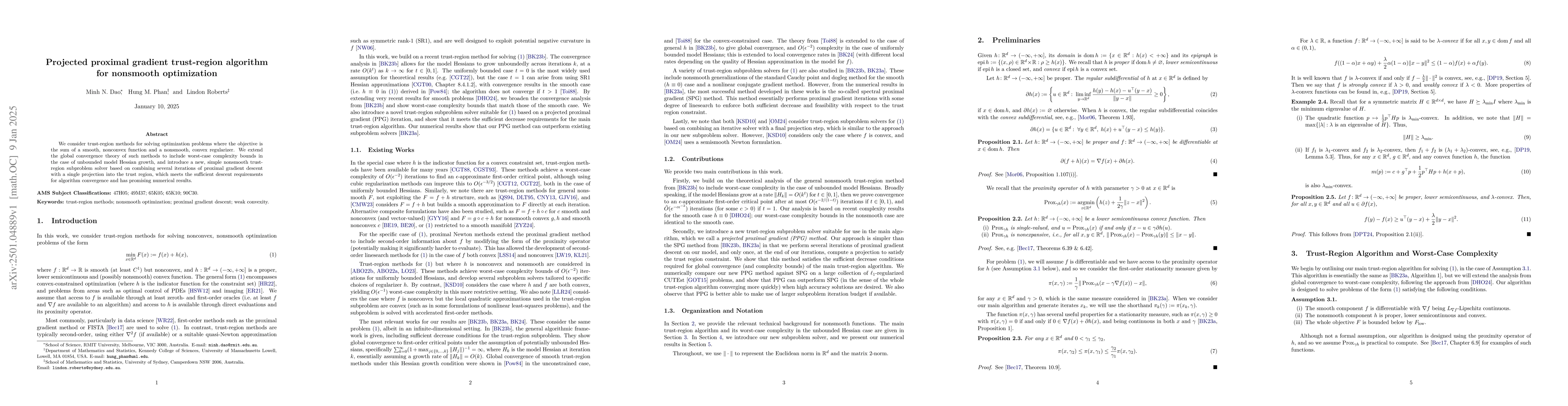 Thumbnail for Projected proximal gradient trust-region algorithm for nonsmooth
  optimization