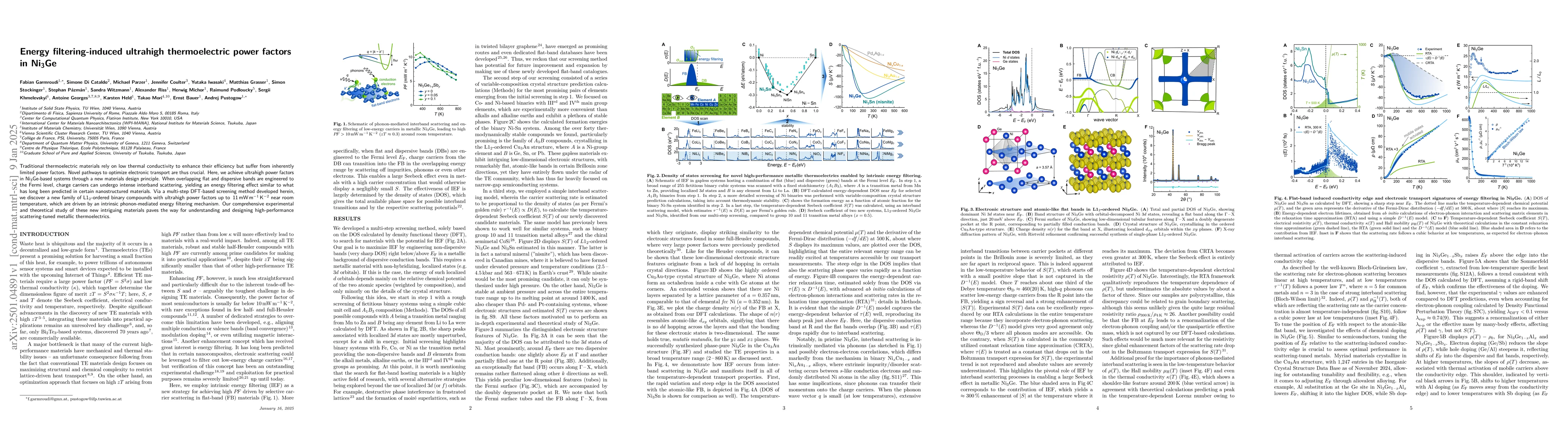 Thumbnail for Energy filtering-induced ultrahigh thermoelectric power factors in
  Ni$_3$Ge