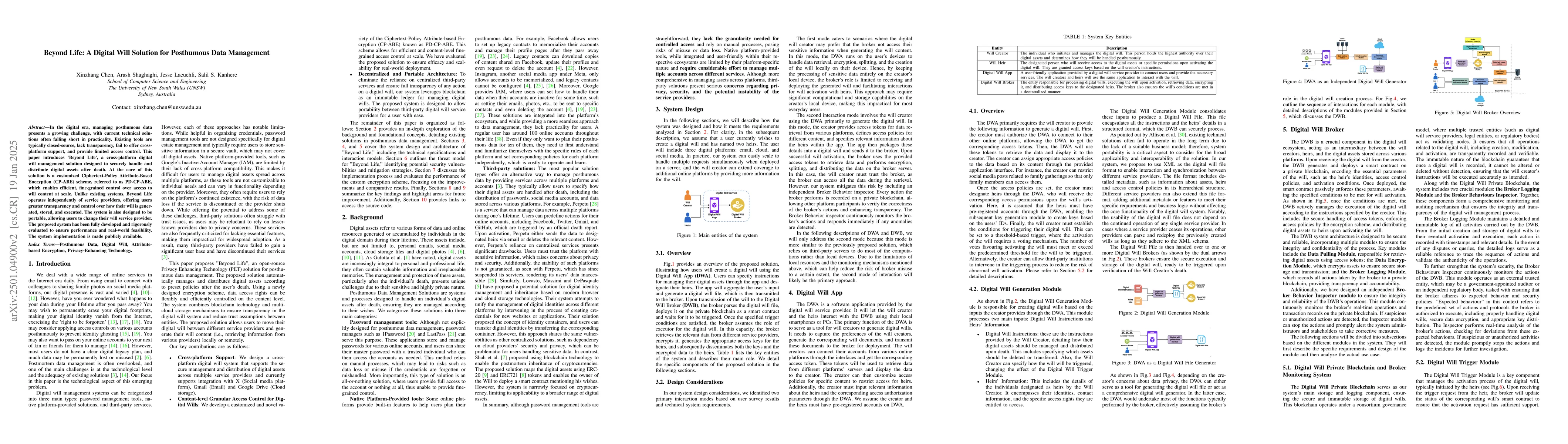 Thumbnail for Beyond Life: A Digital Will Solution for Posthumous Data Management