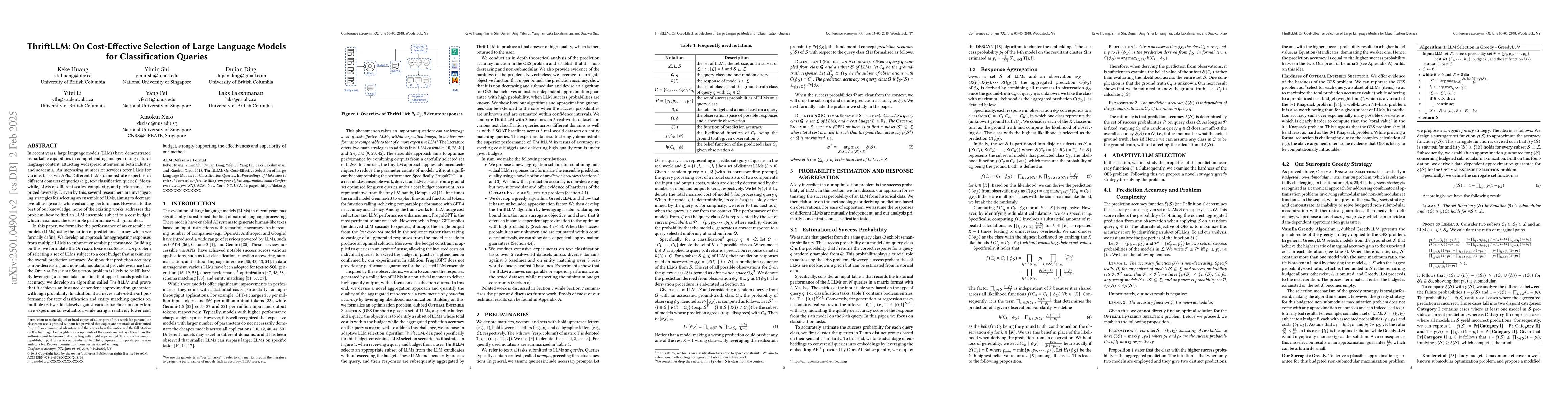Thumbnail for ThriftLLM: On Cost-Effective Selection of Large Language Models for
  Classification Queries
