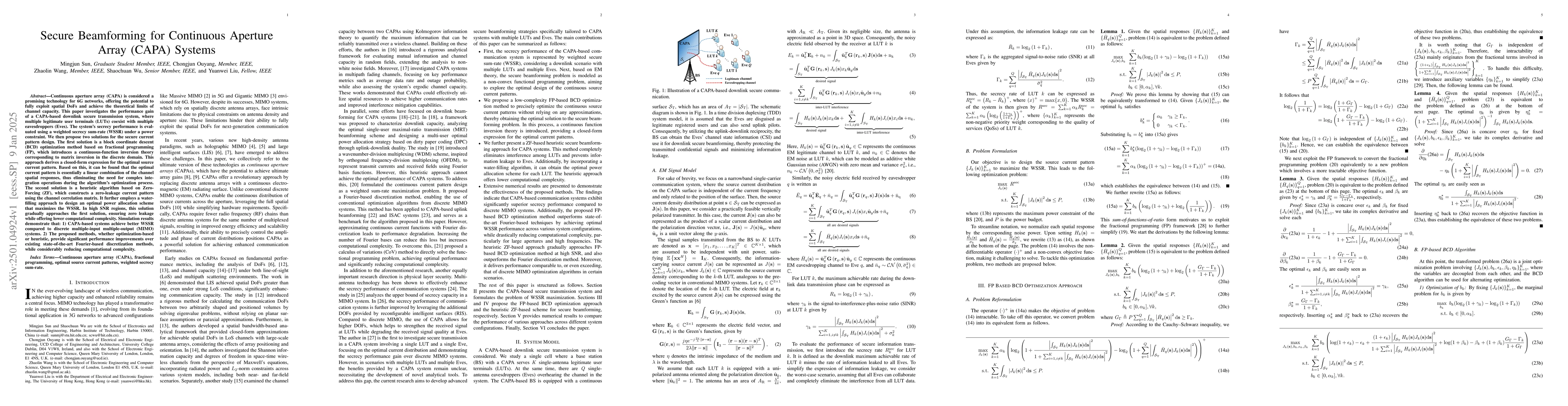 Thumbnail for Secure Beamforming for Continuous Aperture Array (CAPA) Systems
