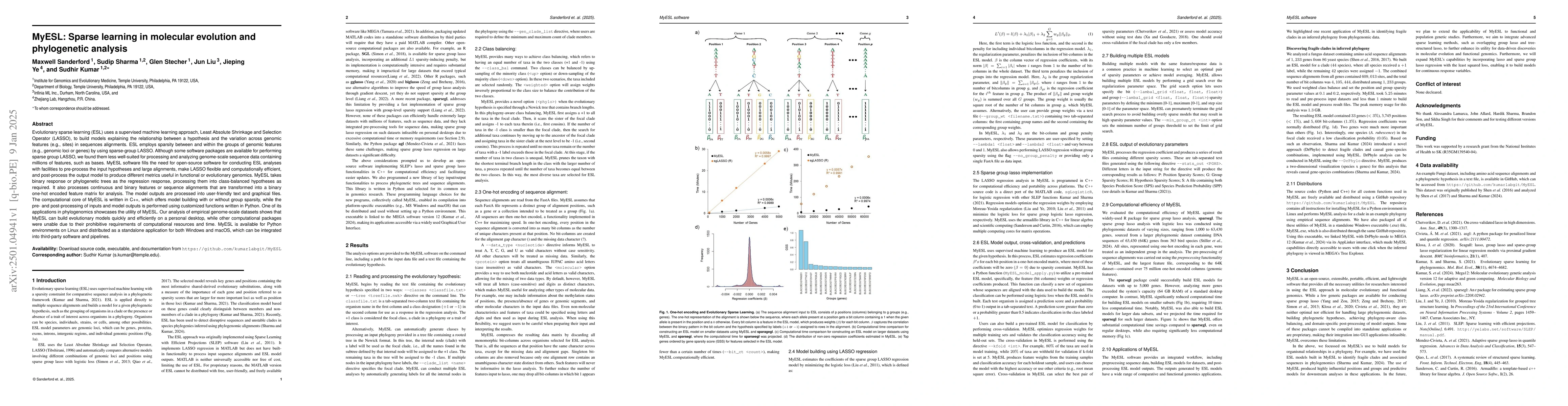 Thumbnail for MyESL: Sparse learning in molecular evolution and phylogenetic analysis