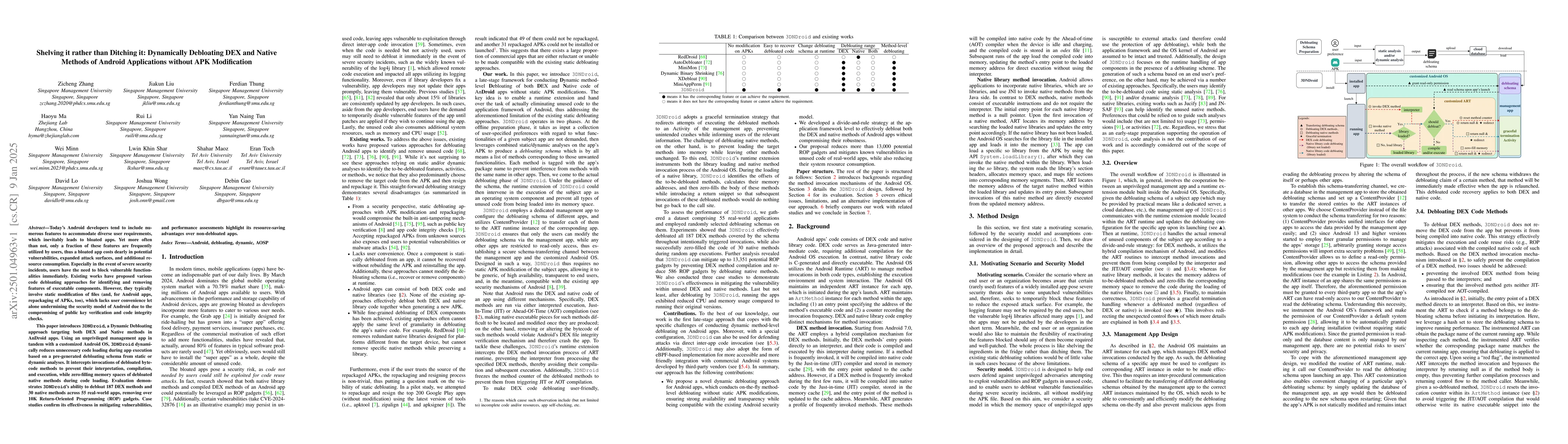 Thumbnail for Shelving it rather than Ditching it: Dynamically Debloating DEX and
  Native Methods of Android Applications without APK Modification