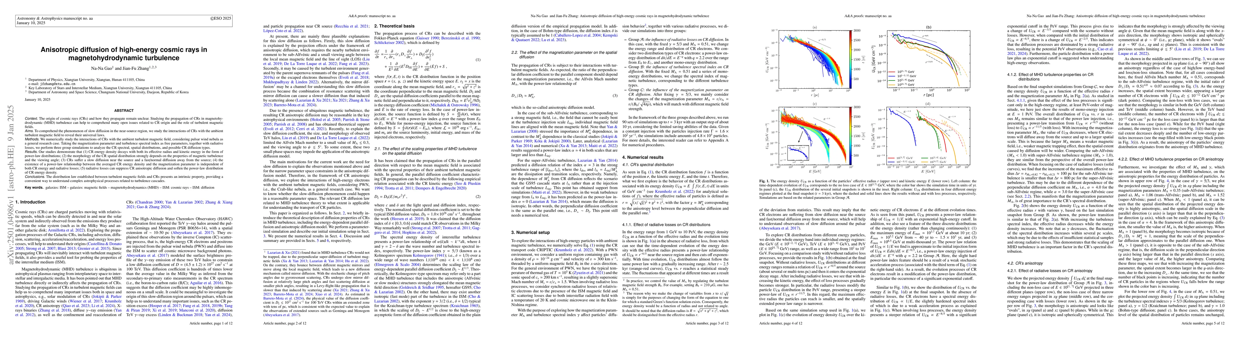 Thumbnail for Anisotropic diffusion of high-energy cosmic rays in magnetohydrodynamic
  turbulence