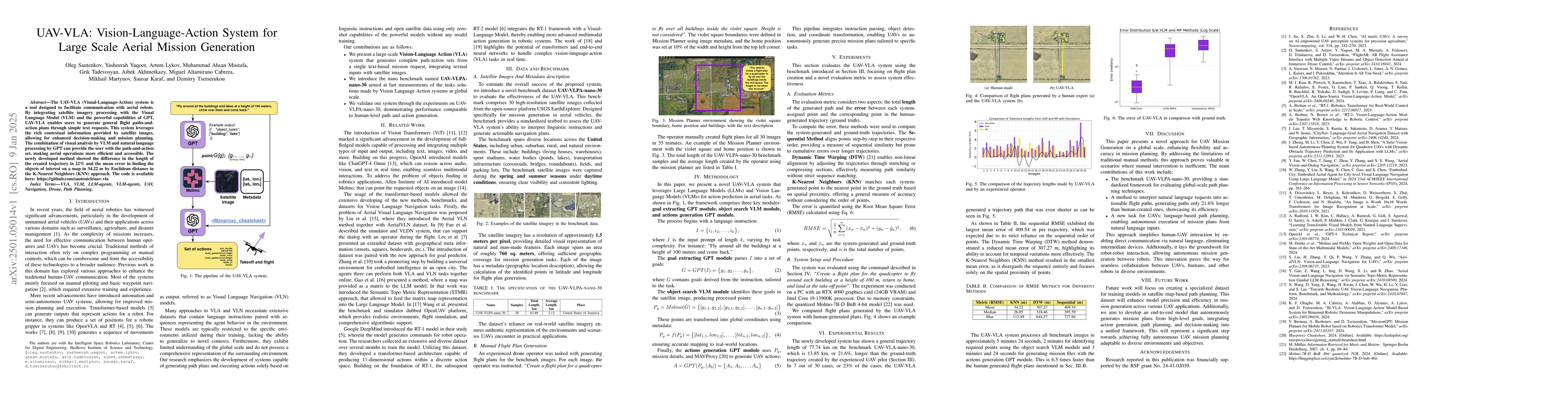 Thumbnail for UAV-VLA: Vision-Language-Action System for Large Scale Aerial Mission
  Generation