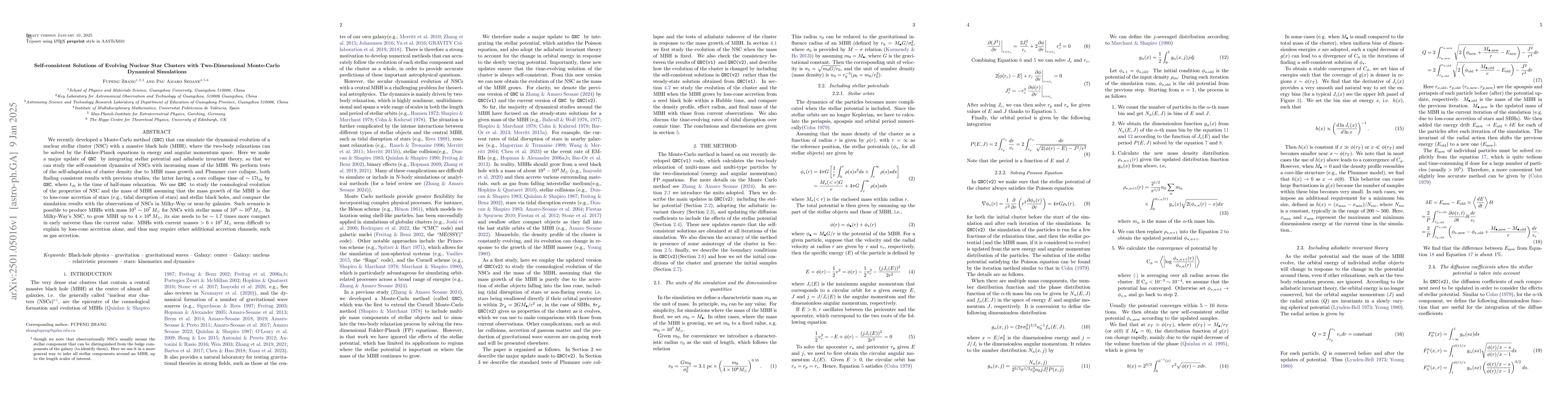 Thumbnail for Self-consistent Solutions of Evolving Nuclear Star Clusters with
  Two-Dimensional Monte-Carlo Dynamical Simulations