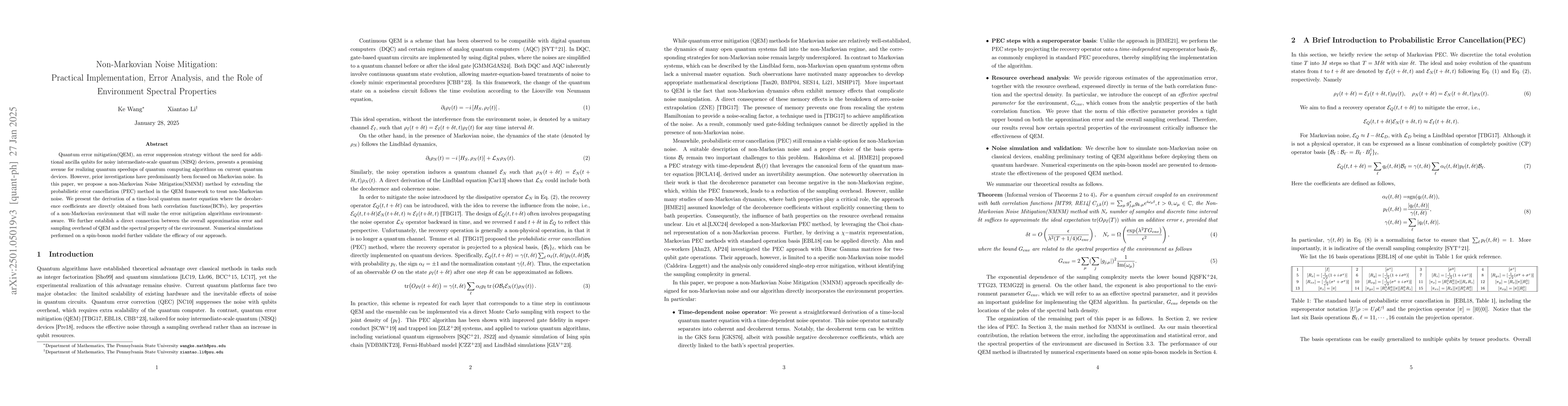Thumbnail for Non-Markovian Noise Mitigation: Practical Implementation, Error
  Analysis, and the Role of Environment Spectral Properties