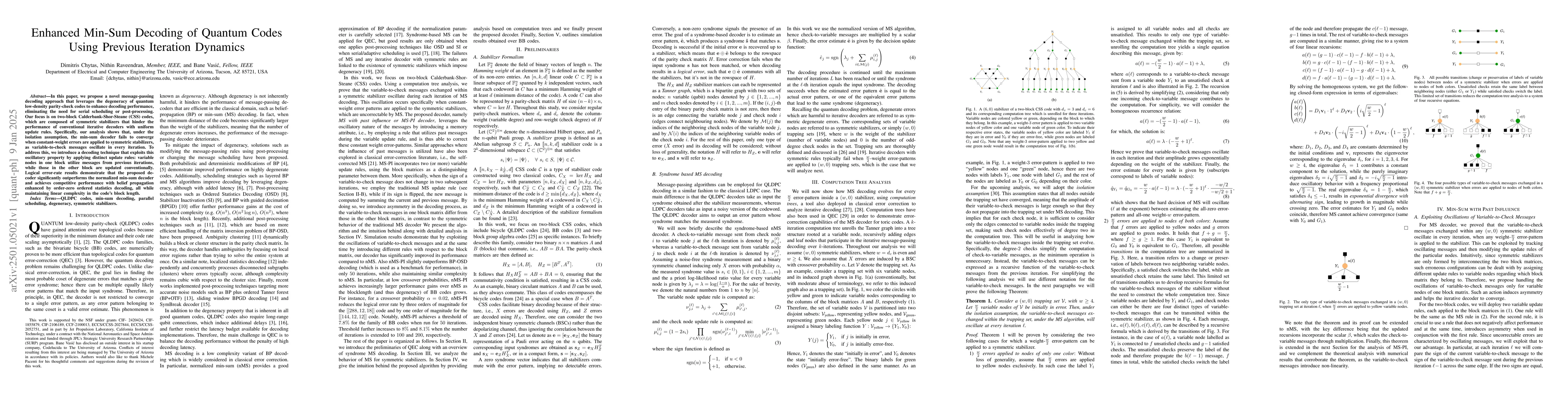 Thumbnail for Enhanced Min-Sum Decoding of Quantum Codes Using Previous Iteration
  Dynamics