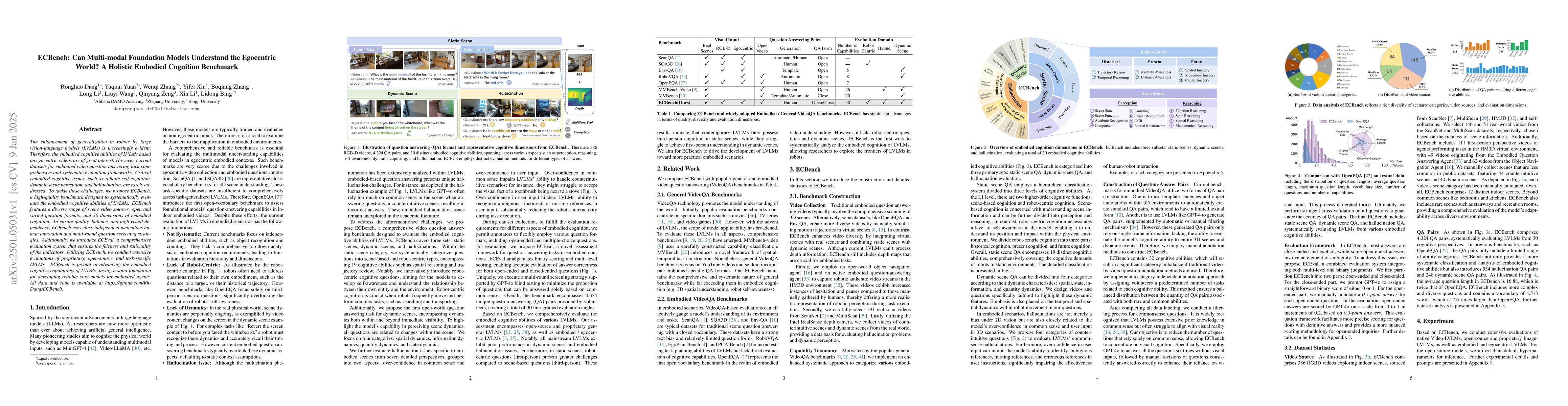 Thumbnail for ECBench: Can Multi-modal Foundation Models Understand the Egocentric
  World? A Holistic Embodied Cognition Benchmark