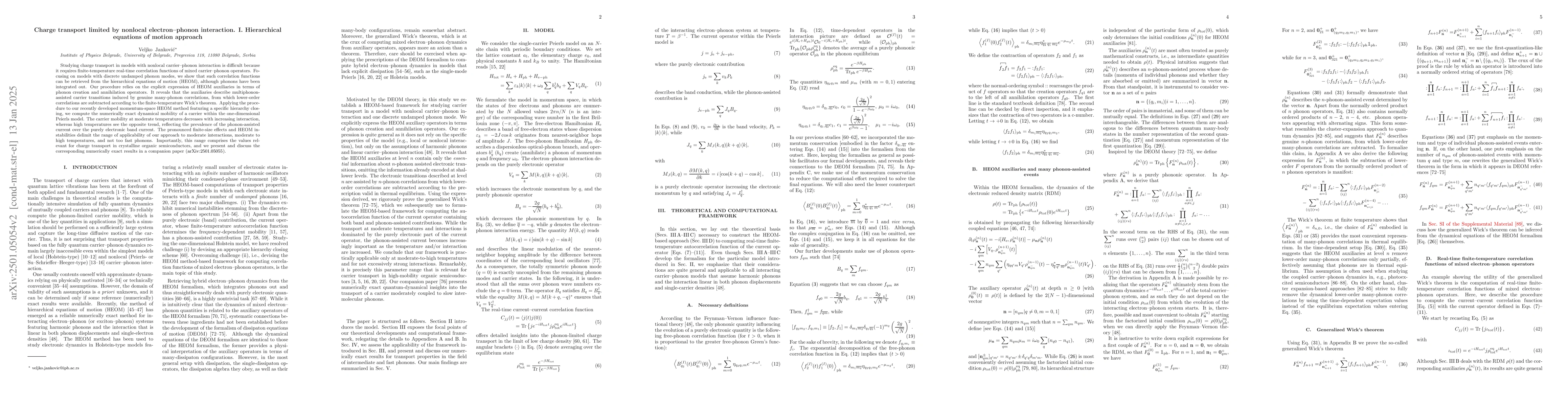 Thumbnail for Charge transport limited by nonlocal electron-phonon interaction. I.
  Hierarchical equations of motion approach