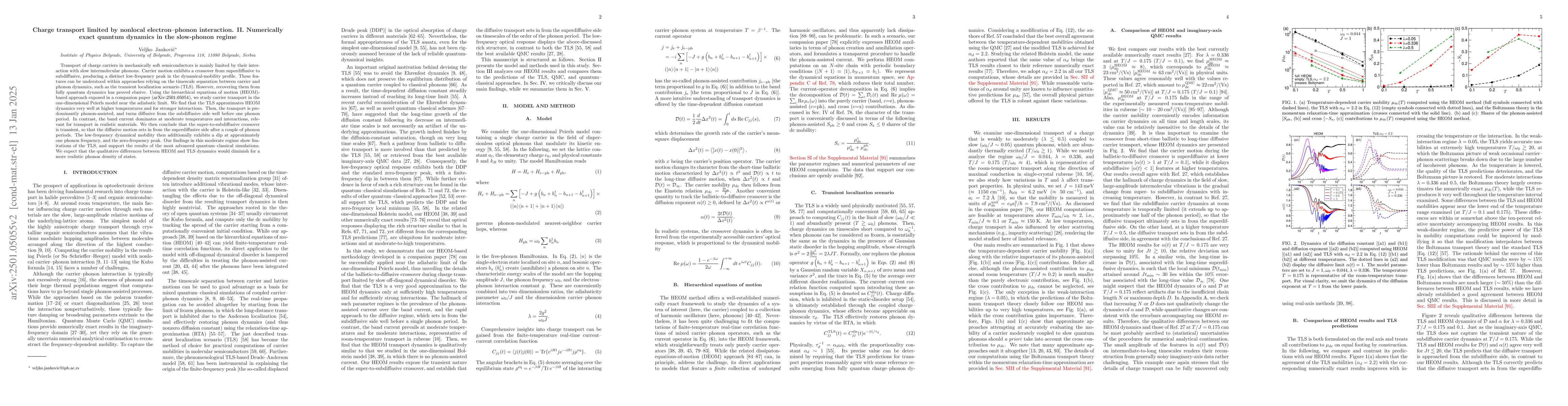 Thumbnail for Charge transport limited by nonlocal electron-phonon interaction. II.
  Numerically exact quantum dynamics in the slow-phonon regime